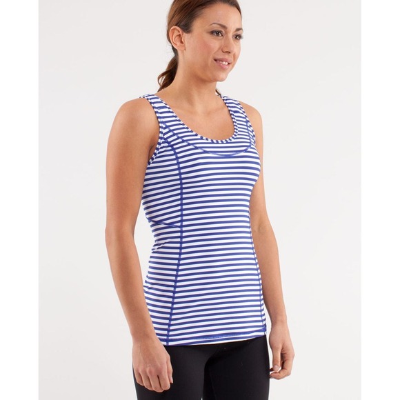 lululemon athletica Tops - Lululemon Women's Run Stay On Course Tank Pigment Blue White Stripe 8